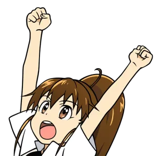 🤘 f2d21d2e อนิเมะ, ผู้หญิง, มีความสุข, เฉลิมฉลอง, การ์ตูน telegram sticker