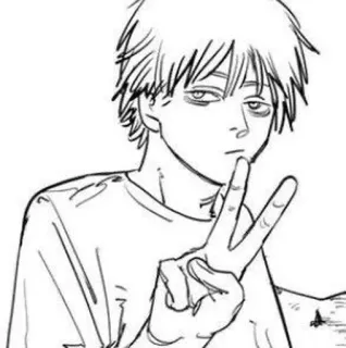 ✌️ 463c7750 Denji Chainsaw Man Аниме, Манга, Знак мира, Мультфильм telegram sticker