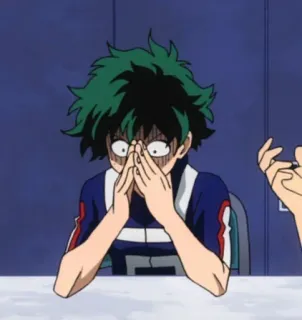 ‼️ de970d68 Izuku Midoriya My Hero Academia Аниме, Моя геройская академия, Изуку Мидория, Деку, в шоке, удивлен, Мультфильм telegram sticker