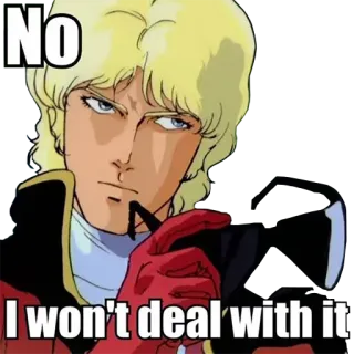 😠 90fa0fd5 No
I won't deal with it Anime, Manga, Dibujos animados, Meme, Divertido, Rubio whatsapp sticker