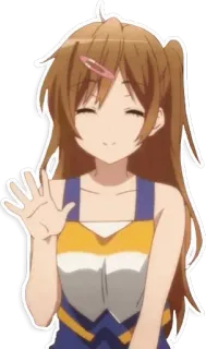 👋 1362b988 Аниме, Девушка, Милый, Мультфильм, Чирлидер, Машет telegram sticker