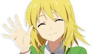 👋 3a9edbe0 аниме, мультфильм, девушка, машет, дружелюбный, веселый telegram sticker