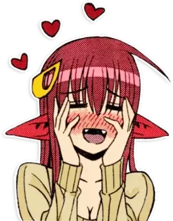 😍 57928742 Аниме, Девушка-монстр, Милый, Сердечки, Фан-арт telegram sticker