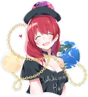 😄 89d4e8a8 Welcome to Hello Аниме девушка, Милый, Весёлый, Добро пожаловать, Привет, Мультфильм, Земля, Улыбается telegram sticker