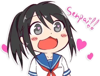 😍 8eedfe12 Ayano Aishi Yandere Simulator Senpai!! Аниме, Яндере, Сенпай, Сердечки, Милая, Девушка, Школьница, Каваий telegram sticker