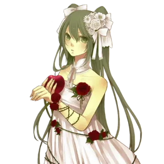 🌷 a6636cde 动漫, 女孩, 连衣裙, 苹果, 玫瑰, 花 telegram sticker