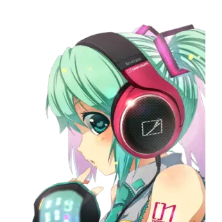 🤔 b5a17f28 Hatsune Miku 01 动漫, 漫画, 耳机, 数字艺术, Vocaloid, 初音未来 telegram sticker