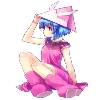 😇 e1e25195 动漫女孩, 粉色, 蓝头发, 卡通, 可爱, 女性 telegram sticker