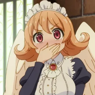 🫢 6234a6cd Anime, Hầu gái, Thiên thần, Ngượng ngùng, Dễ thương, Kawaii, Đôi cánh whatsapp sticker