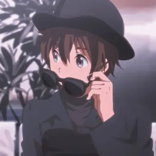 😎 3baf0efb anime, hat, sunglasses, male, character telegram sticker