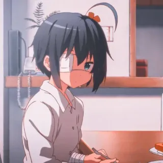 😑 57baa72c anime, girl, cute, eye patch, character, drawing telegram sticker