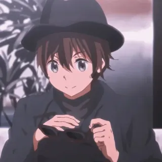 🥰 8ffec2a8 anime, cartoon, boy, hat, glasses telegram sticker