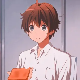 😐 fcc5de9c anime, boy, cute, eating, schoolboy, toast telegram sticker