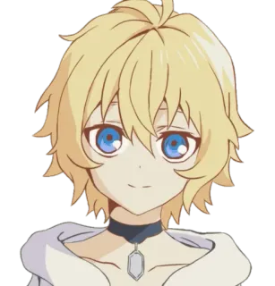 🙂 6df6ffb4 anime, blond haar, blauwe ogen, choker, schattig, manga telegram sticker