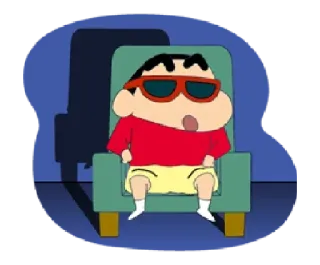 😎 45cfdb76 Shin-chan Nohara Crayon Shin-chan anime, cartoon, character, sitting, glasses, Shin-chan Nohara whatsapp sticker