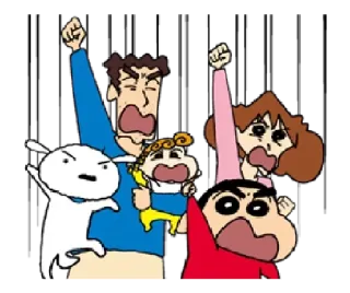 🙌 55284b61 Shin-chan family, cartoon, Japanese, anime, kids whatsapp sticker