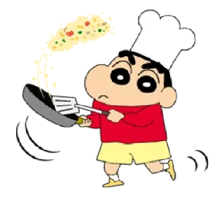 🍳 ad5a6962 Shin-chan cooking, chef, anime character, Shin-chan, food whatsapp sticker