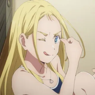 👍 02bc1d0e Anime meisje, Blond haar, Knipogen, Schattig, Geanimeerd, Personage whatsapp sticker