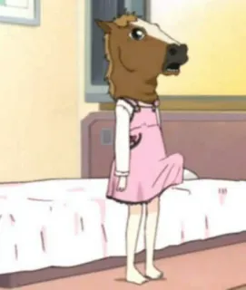 🐴 d18e6c68 paardenhoofd, anime, meisje, kostuum, cartoon whatsapp sticker