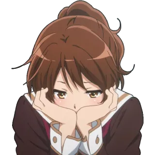 🤔 343c9339 anime, ragazza, triste, annoiata, capelli castani, carina telegram sticker