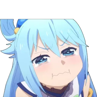 😰 41a95cc0 Aqua Konosuba anime, piangere, triste, Aqua, Konosuba, waifu, carina telegram sticker