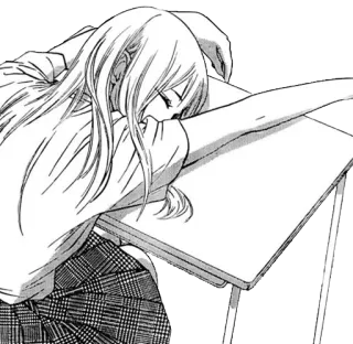 💤 821b7597 อนิเมะ, นักเรียนหญิง, นอนหลับ, โต๊ะ, มังงะ telegram sticker