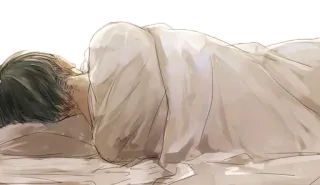 💤 98ede12c นอนหลับ, เตียง, คลุม, คน, อนิเมะ telegram sticker