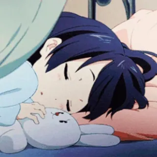 💤 97f66492 dormir, animé, fille, lapin, oreiller, couverture whatsapp sticker