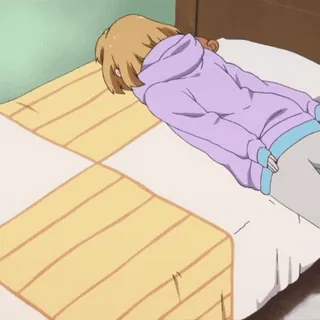 💤 a712e92b Anime, Fille, Lit, Sommeil, Fatiguée, Kawaii whatsapp sticker