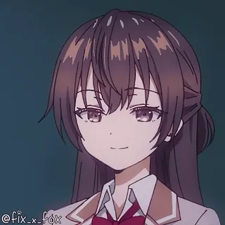 🙂 1da55234 @fix_x_fox anime, cartoon, woman, girl, brown hair, school uniform, smile whatsapp sticker