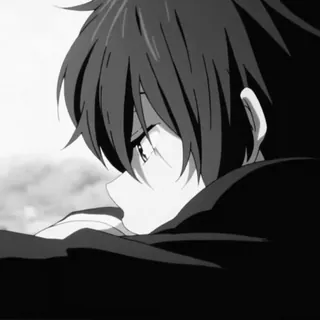 🕸 2c9e6a02 anime, sad, boy, manga, monochrome whatsapp sticker