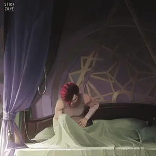 🥊 2fdf4ddf Vi Arcane video game character, anime style, Arcane, netflix series, bedroom, red hair whatsapp sticker