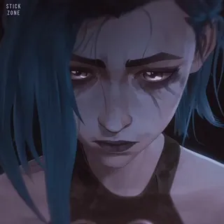 👾 7403cda6 Jinx Arcane jinx, arcane, league of legends, character, sad, blue hair whatsapp sticker