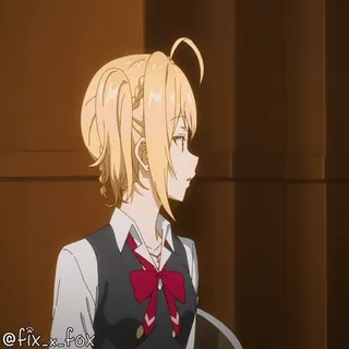 🙌 8de63fc5 @fix_x_fox anime, blonde, girl, ponytail, character whatsapp sticker