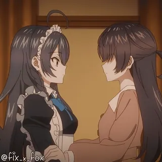 🥰 90f95cec @fix_x_fox anime, girl, maid, friends, cute, cartoon whatsapp sticker