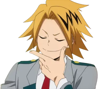 😏 9b51272d Denki Kaminari My Hero Academia anime, my hero academia, denki kaminari, thinking, smirking, cartoon whatsapp sticker