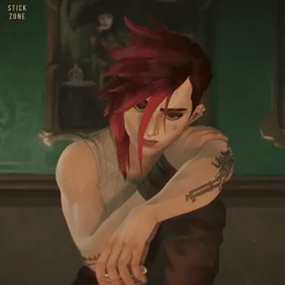 🥊 9d18caae Vi Arcane Vi, Arcane, character, female, animated, tattoo, red hair whatsapp sticker