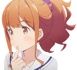 🤔 cad5d021 anime girl, thinking, ponytail, cartoon, girl, anime, cute whatsapp sticker