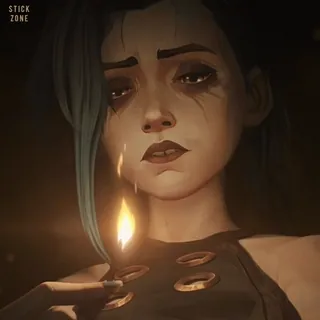 👾 d49dcc4a Jinx Arcane Jinx, Arcane, League of Legends, sad, crying, fire, emotional, animated whatsapp sticker