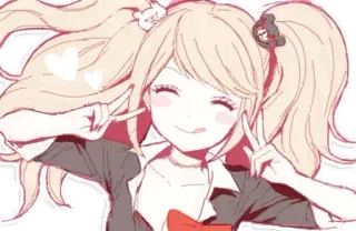 😋 d8ff29ab Junko Enoshima Danganronpa anime, cartoon, fanart, japanese style, character, illustration, cute, danganronpa whatsapp sticker
