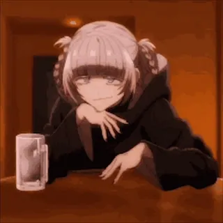 ✌ 9f890306 Anime, Ragazza, Bere, Notte, Felpa con cappuccio telegram sticker