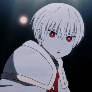 😠 60d88d4a Anime, Junge, Feuer, Weiße Haare, Rote Augen, Ernst, Cartoon, Manga telegram sticker