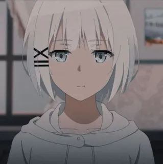 ❤️ a2ab3b13 XII anime, meisje, wit haar, XII whatsapp sticker