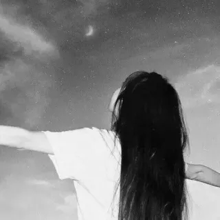 🙂 c5a4778c lucht, sterren, vrouw, maan, haar, nacht whatsapp sticker