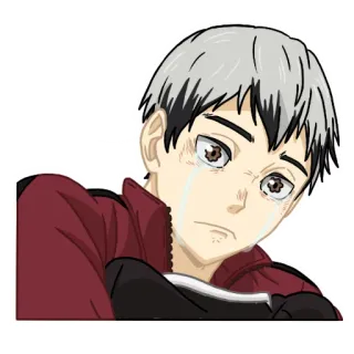 😭 3b44bfa1 Hajime Iwaizumi Haikyuu!! 动漫, 漫画, 哭泣, 悲伤, 岩泉, 排球少年 whatsapp sticker