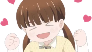 🌸 4a00f68d All right! อนิเมะ, น่ารัก, มีความสุข, ตื่นเต้น, ให้กำลังใจ whatsapp sticker