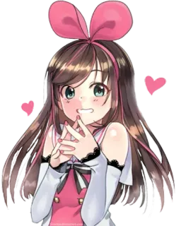 🌝 8f589efc Kizuna AI สาวอนิเมะ, Kizuna Ai, Vtuber, คาวาอิ, โบว์, หัวใจ, น่ารัก whatsapp sticker