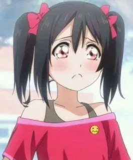 💔 a3c11624 Nico Yazawa Love Live! อนิเมะ, ผู้หญิง, น่ารัก, ไอดอล, ชุดนักเรียน, โบว์สีแดง, ผมสีดำ whatsapp sticker