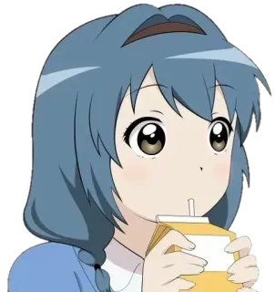 🍹 c2de1e4b อนิเมะ, ผู้หญิง, ดื่ม, กล่อง, ตัวละคร whatsapp sticker