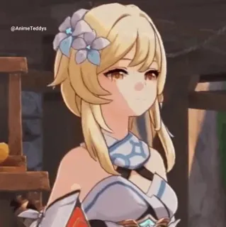 💛 895639f0 Lumine Genshin Impact @AnimeTeddys Anime, Gadis, Pirang, Bunga, Video game, Genshin Impact, Lumine whatsapp sticker